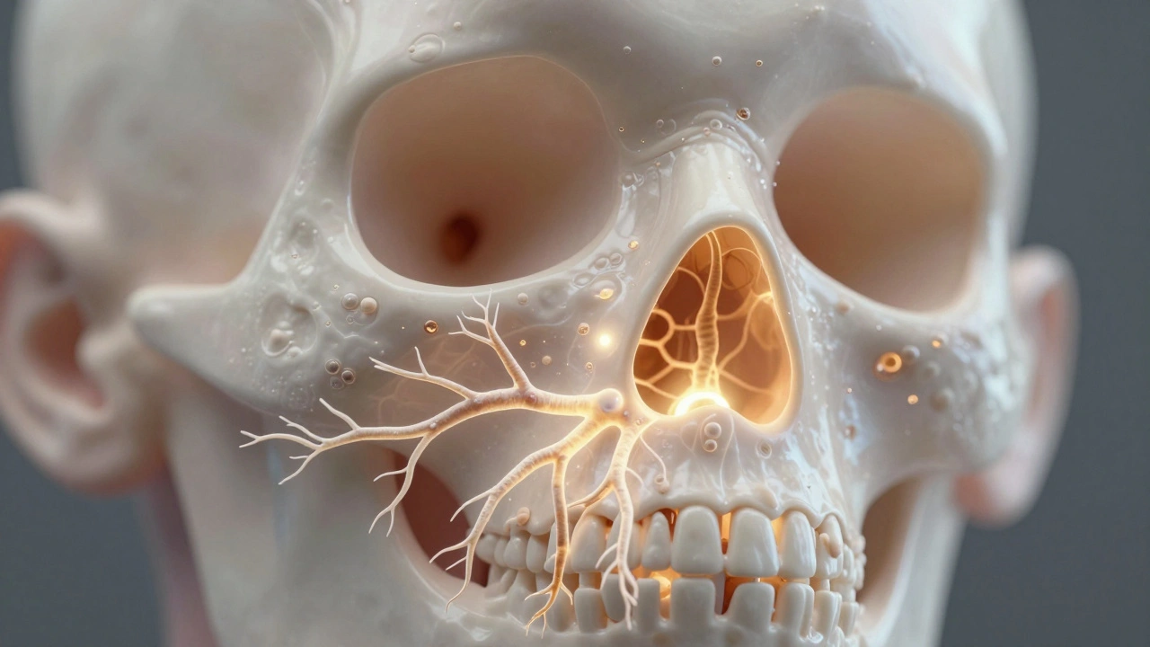 Biologický implantát se postupně mění v přirozenou kost s viditelným růstem buněk.