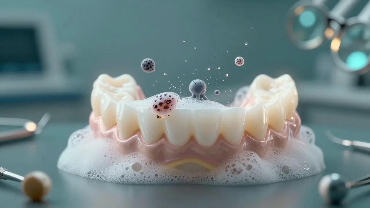 Konceptuální obrázek protézy čištěné světelným pěnovým obalem.