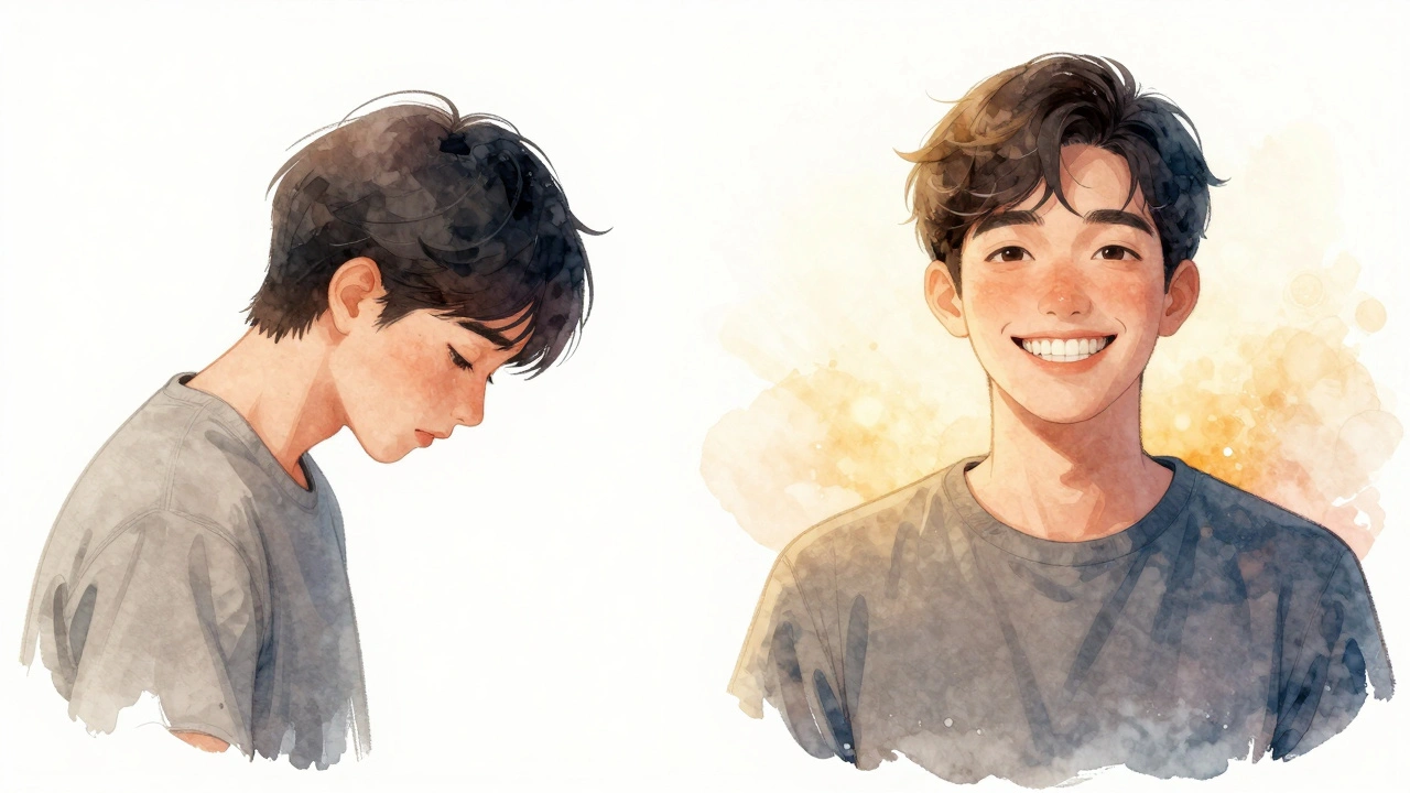 Porovnání osoby s chybějícími zuby a stejné osoby s krásným úsměvem po nasazení protézy.