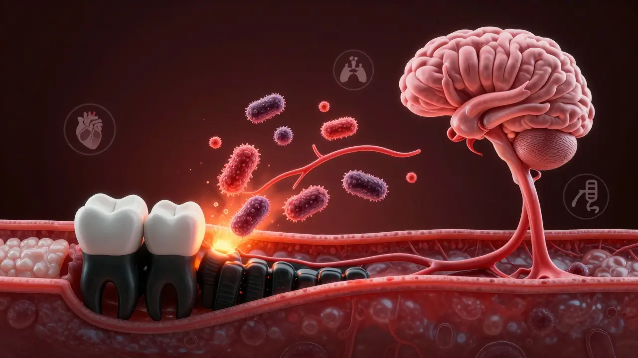 Bakterie z černého zubního kamene cestují krví do srdce, plic a mozku.