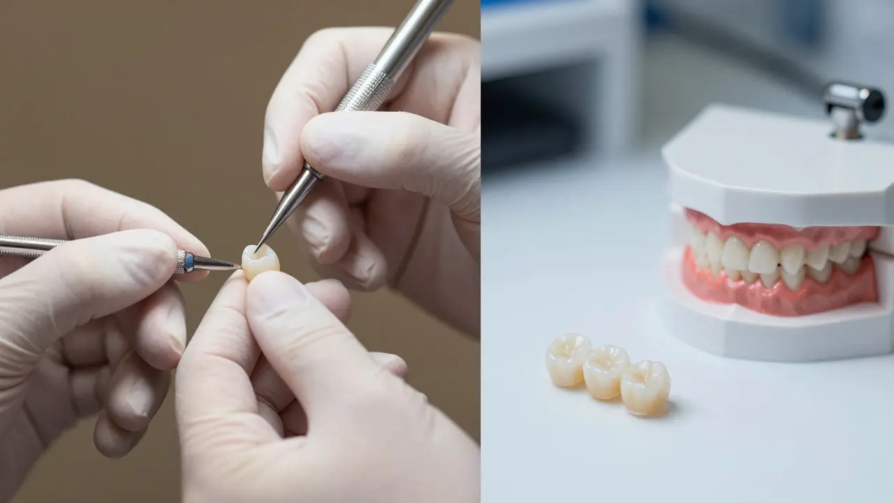 Srovnání procesu tvorby kompozitních faset a laboratorní keramiky.