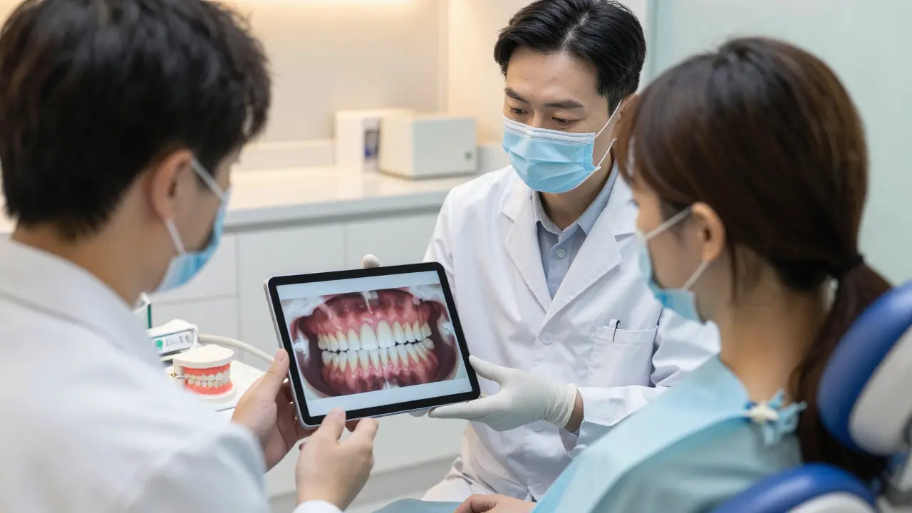 Konzultace mezi dentistou a pacientem o plánování úsměvu