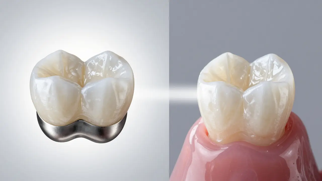 Comparison of metal crown vs all-ceramic veneer structure