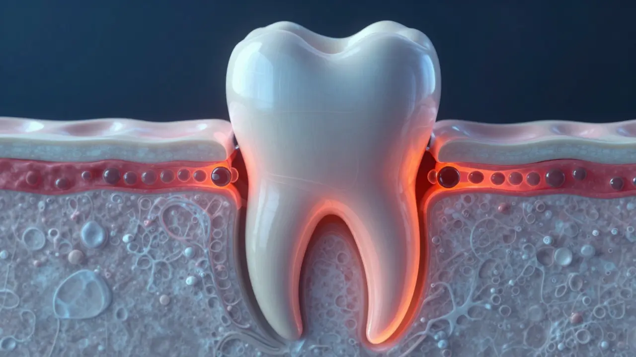 Conceptual visualization of bone remodeling around a tooth root