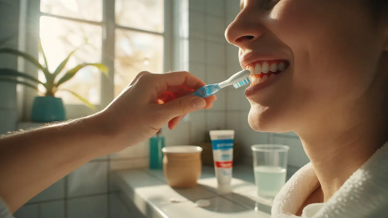 Jemné čištění předních zubů měkkým kartáčkem pro prevenci