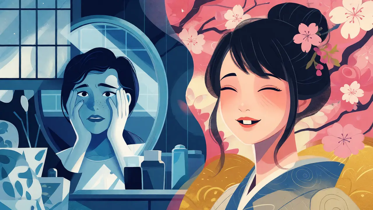 Umělecké rozdělení scény: západní nejistota versus japonské přijetí mezer.