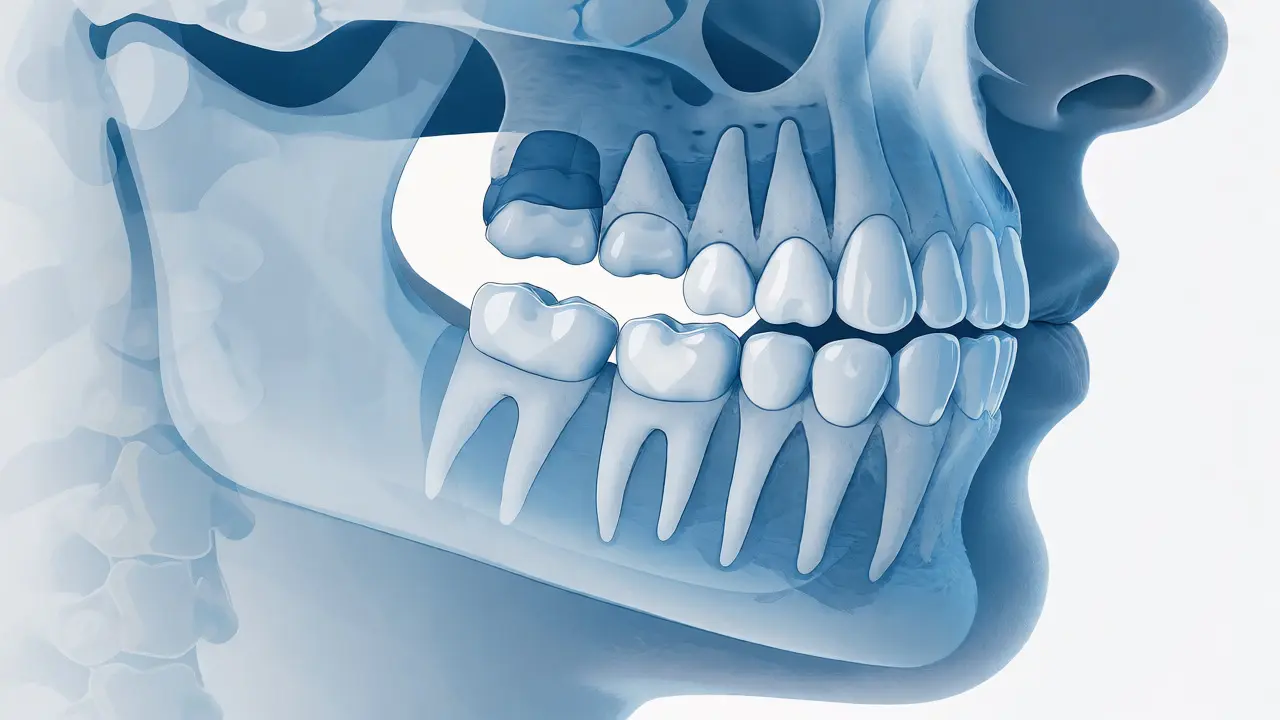 Anatomické znázornění pohybu zubů a vzniku mezer v chrupu
